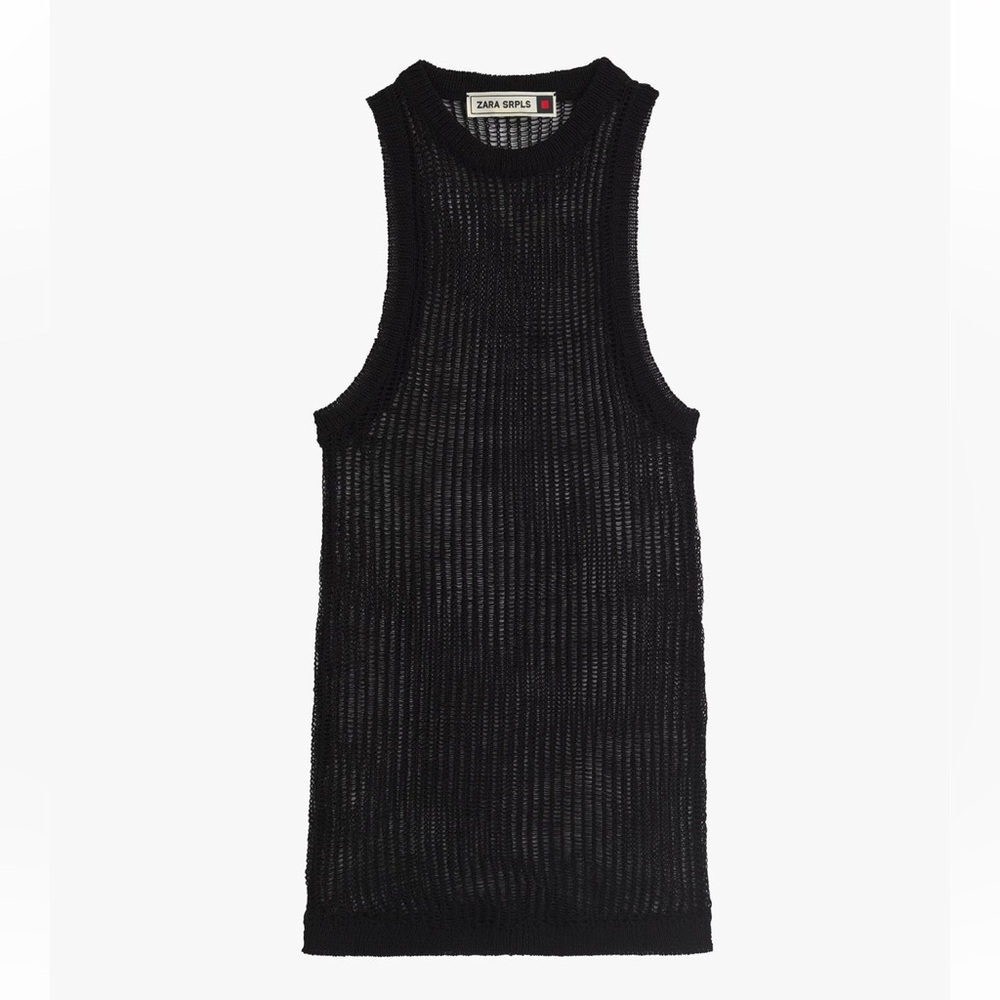 Zara Srpls Black Mesh Tank Size Small